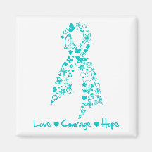 Love Courage Hope Butterfly - Ovarian Cancer Refrigerator Magnets