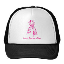 Love Courage Hope Butterfly Ribbon - Breast Cancer Mesh Hat