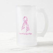 Love Courage Hope Butterfly Ribbon - Breast Cancer Mugs
