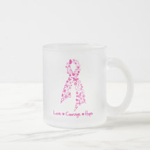 Love Courage Hope Butterfly Ribbon - Breast Cancer Mugs