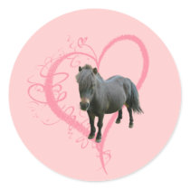 Love Cute Pony Round Stickers