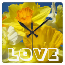 LOVE decorative Wall Clocks Spring Daffodil Flower