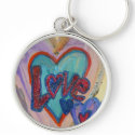 Love Family Hearts Art Word Painting Keychain