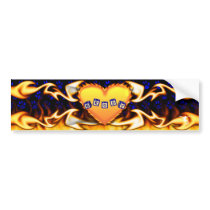 Love fire flames blue toyblock design bumper stickers