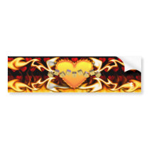 Love fire flames gold toyblock design bumper sticker