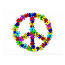 Love Flower Peace Sign Post Cards