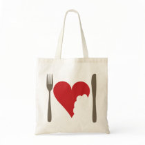 Love food, Love heart Tote Bags