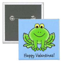 Love Frog Funny Greeting: Hoppy Valentine's Day Buttons
