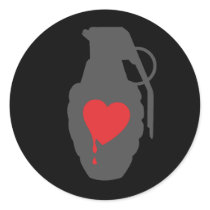 Love Grenade - Love is a Battlefield Round Stickers