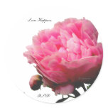 Love Happens Pink Peony Custom Envelope Seals Stickers