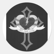 Love Heals Surely - Black & White Round Stickers