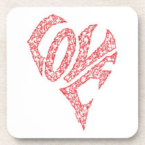 'LOVE HEART' - A HEART, W/ THE LETTERS,  L O V E cork coasters