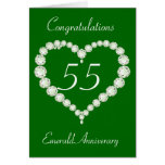 Love Heart Diamond Emerald Anniversary Card