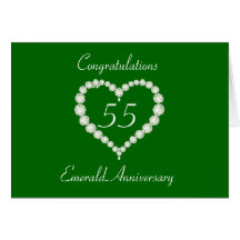 Love Heart Diamond Emerald Anniversary Card