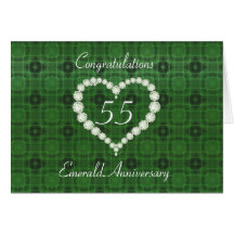 Love Heart Diamond Emerald Anniversary Card