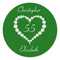 Love Heart Diamond Emerald Anniversary Stickers