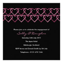 Love Heart Engagement Invitation - black