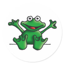 love heart frog runde aufkleber