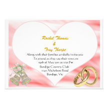 Love heart pink wedding invitation
