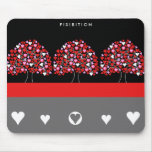 Love Heart Tree Red Black White Mousepad