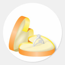 love heart with a ring in it round sticker