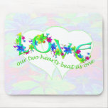 Love Hearts and Flowers Mousepads