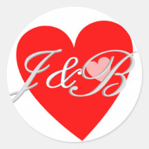Love Hearts Envelope Seal Wedding Monograms Sticker