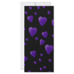 Love Hearts Pattern in Black and Purple. Personalised Rack Card