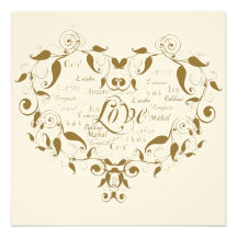 Love in Any Language Gold Wedding Invitation