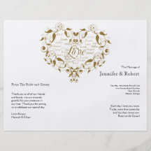Love in Any Language in Gold Wedding Program Full Color Flyer