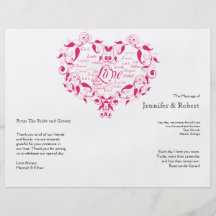 Love in Any Language in Hot Pink Wedding Program Personalized Flyer