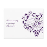 Love in Any Language in Purple RSVP Postcard