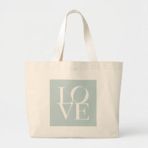 Love in Duck Egg Blue Canvas Bag