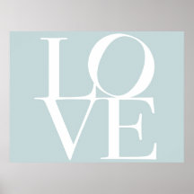 Love in Duck Egg Blue Posters