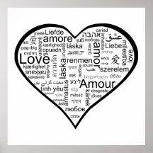 Love in many languages Heart Print
