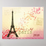 Love in Paris Eiffel Tower Posters