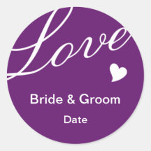 Love in Purple Round Stickers