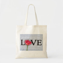 Love is blue ... with a rose tote bag