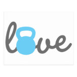 Love Kettlebell Blue Postcard