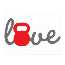 Love Kettlebell Red Postcards