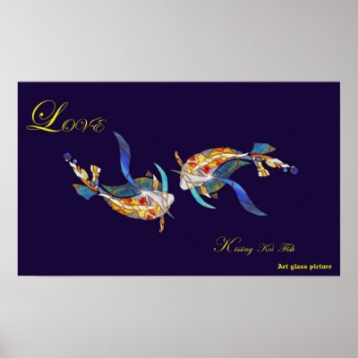 LOVE Kissing Koi fish Wedding Posters horizontal by ChiakiSato