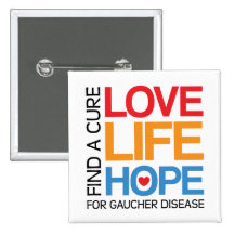 Love Life Hope - cure Gaucher disease Pins