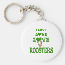 Love Love Roosters Keychain