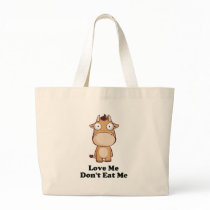 Love Me Don't Eat Me Cow Design Tote Bag