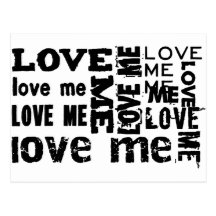 LOVE ME TYPOGRAPHY POST CARDS
