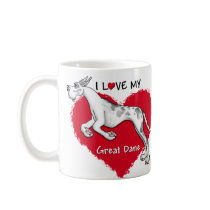 Love Merlequin Great Dane Mugs