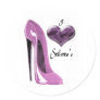 Love Mulberry Pink Stiletto Shoe and Heart Round Stickers
