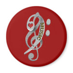 Love Music Clef Sculpture Magnet