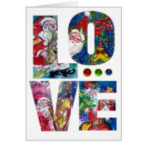 LOVE  MUSICAL  XMAS PARTY / SANTA  PLAYING HARP GREETING CARD