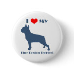 Love My Blue Boston Terrier Pinback Buttons